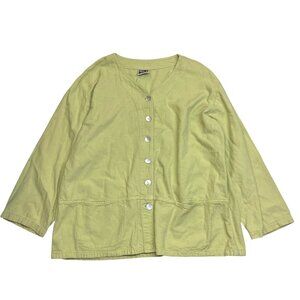 California Drawstrings Light Green 100% Cotton Button Down Jacket Size XL